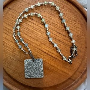 Hammered metal beaded necklace